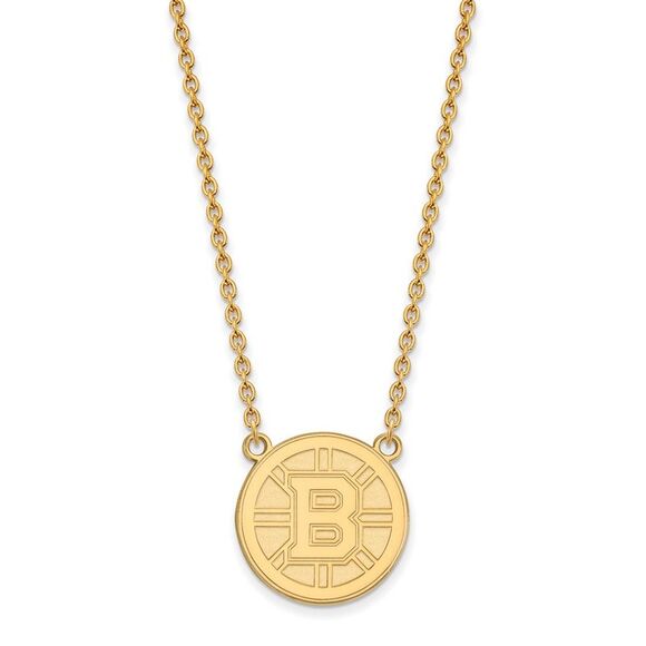 10k Yellow Gold NHL Boston Bruins Large Necklace 18 Inch